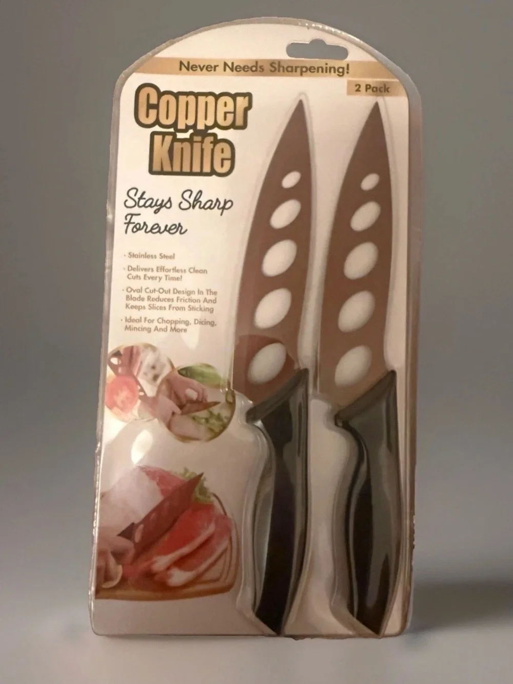 Copper Knife 2-Pc Knife Set 5.5 in Stainless Steel Straight Blade w/ Sheath